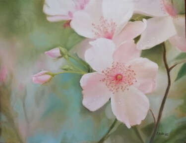 Rosehip (les roses sauvages) Peinture intitulée "Rosehip (les roses…" par Katia Zhevno, Œuvre d'art originale, Huile Monté sur Châssis en bois