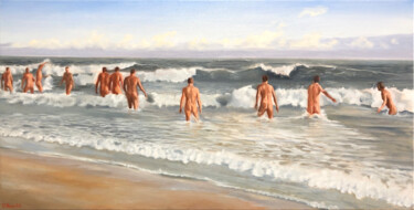 Peinture intitulée ""Front Wave" (at be…" par Olivier Rose, Œuvre d'art originale, Huile