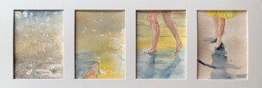 Peinture intitulée "Marcher dans l’eau" par Claudine Coutant, Œuvre d'art originale, Aquarelle