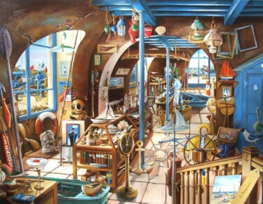 Le magasin d'antiquités marines Peinture intitulée "Le magasin d'antiqu…" par Dominique Pineau, Œuvre d'art originale