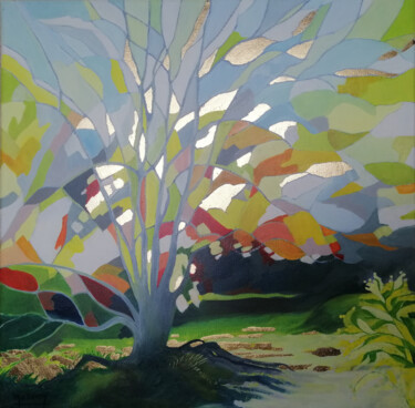 Painting titled "vallon" by Dany Masson, Original Artwork, Oil Mounted on Wood Stretcher frame
