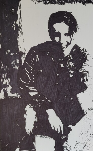 Accroupie au pied d'un arbre 图画 标题为“Accroupie au pied d…” 由Jean Philippe Dufau, 原创艺术品, 标记