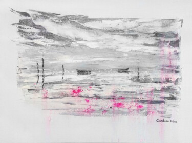 BARQUE A L'ETANG, MINERAL FUCHSIA Peinture intitulée "BARQUE A L'ETANG, M…" par Cardoso Manu, Œuvre d'art originale, Acrylique Monté sur Châssis en bois
