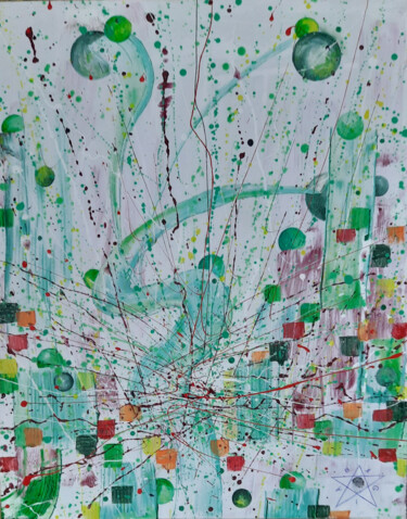 Painting titled "GREEN HOPE" by Dragos Bagia, Original Artwork, Acrylic