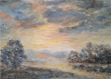 Peinture intitulée "Lumière du soir" par Jean-Claude Bemben, Œuvre d'art originale, Huile Monté sur Châssis en bois