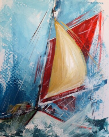 Peinture intitulée "Houle" par Yveline Javer, Œuvre d'art originale, Acrylique