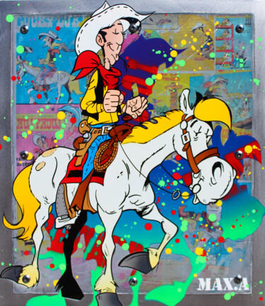 绘画 标题为“métal lucky luke” 由Max Andriot, 原创艺术品, 丙烯 安装在木板上