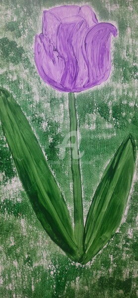 Tulipe violette sur fond vert