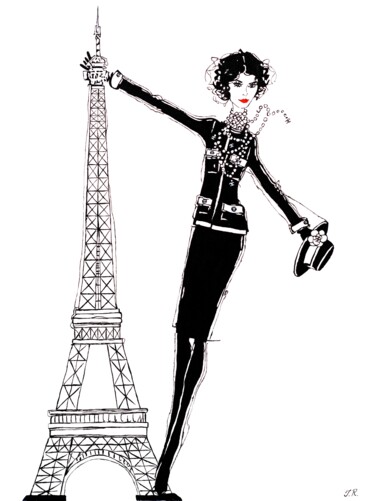 绘画 标题为“Coco in Paris” 由Irina Reitz, 原创艺术品, 丙烯 安装在木质担架架上