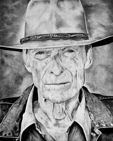 Dessin intitulée "Clint Eastwood Art" par Emma Mallaroni, Œuvre d'art originale, Graphite