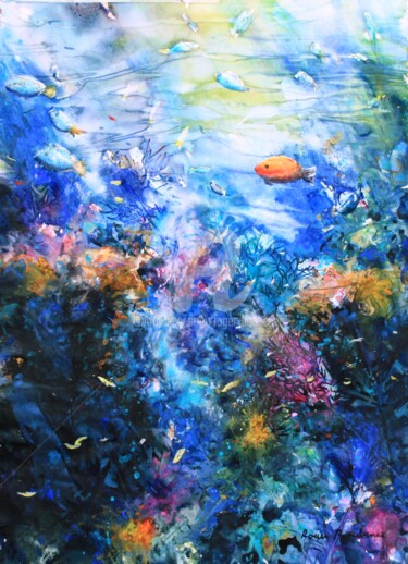 Peinture intitulée "Seul" par Roger Boubenec, Œuvre d'art originale, Aquarelle