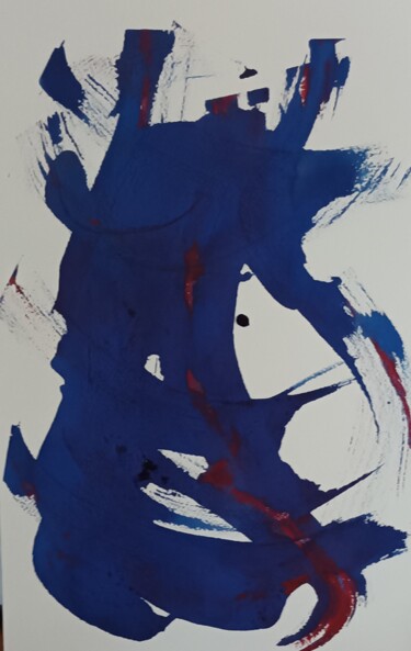 Painting titled "calligraphie bleue" by Nizard Dominique, Original Artwork, Acrylic