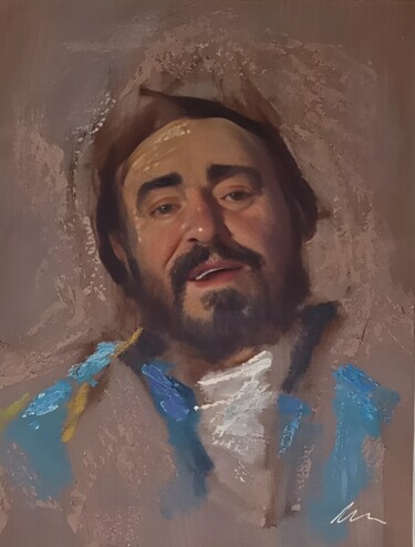 Luciano Pavarotti acrylic print painting on canvas 绘画 标题为“Luciano Pavarotti a…” 由Filip Petrovic, 原创艺术品, 丙烯