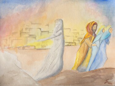 Malerei mit dem Titel "Lot‘s wife / the fa…" von Stefan Dhein, Original-Kunstwerk, Aquarell