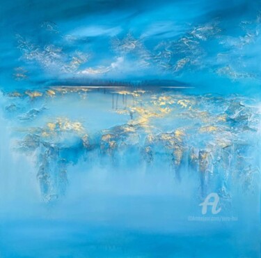 "Turquoise lake" Schilderij getiteld ""Turquoise lake"" door Vera Hoi, Origineel Kunstwerk, Acryl