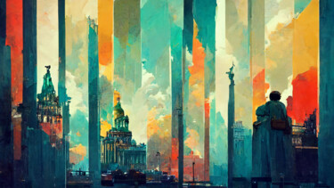 Digitale Kunst getiteld "Abstract city 3" door Svetlana Lebedeva, Origineel Kunstwerk, 2D Digital Work