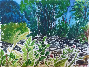 La rivière aux Déserts, 31 juillet 2013 Peinture intitulée "La rivière aux Dése…" par Diane Medus, Œuvre d'art originale, Aquarelle