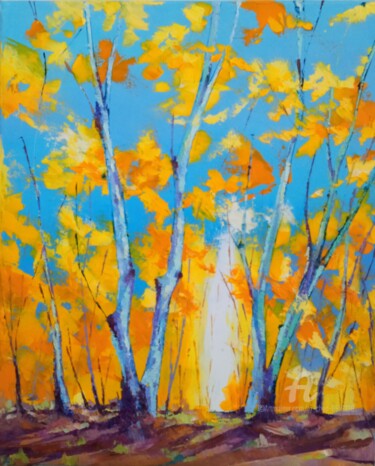Painting titled "Arbre" by Xi Chen, Original Artwork, Oil