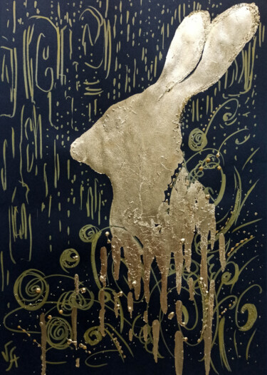 图画 标题为“GOLD RABBIT - small…” 由Alona Vakhmistrova, 原创艺术品, 标记