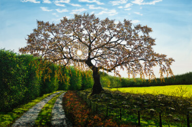 Painting titled "Tree Of Life" by Hazel Thomson, Original Artwork, Oil Mounted on Wood Stretcher frame