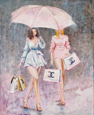 绘画 标题为“🛒 Shopping at Chanel” 由Isabel Mahe, 原创艺术品, 油 安装在木质担架架上