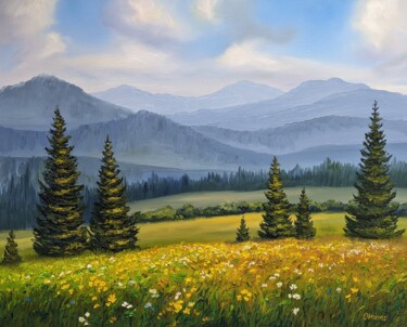 Peinture intitulée "Berge Landschaft 9.…" par Olga Hanns (O. Hanns), Œuvre d'art originale, Huile