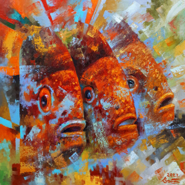 Картина под названием "FISH-TRIO" - Serhii Voichenko, Подлинное произведение искусства, Масло