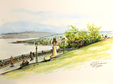 Parc du bastion de la reine à Québec Dessin intitulée "Parc du bastion de…" par René Blanchet, Œuvre d'art originale, Encre
