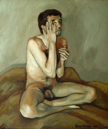 Schilderij getiteld "Slither away" door Patrícia Trindade, Origineel Kunstwerk, Olie