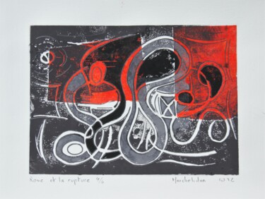 印花与版画 标题为“Rose et la rupture…” 由Hervé Marchelidon, 原创艺术品, Linocuts