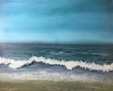 Schilderij getiteld "Wave" door Alicia Lopez, Origineel Kunstwerk, Olie