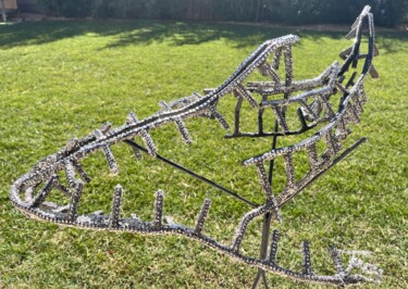 Sculpture titled "Shining Shark" by Ti'Ou, Original Artwork, Metals