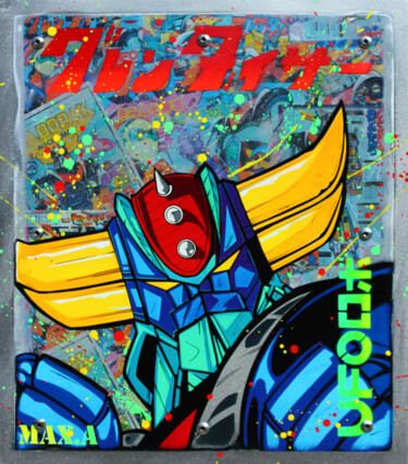 「métal goldorak」というタイトルの絵画 Max Andriotによって, オリジナルのアートワーク, アクリル ウッドパネルにマウント