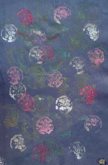 제목이 "Fleurs de crépuscule"인 판화 Léa Coutureau로, 원작, 라이노컷
