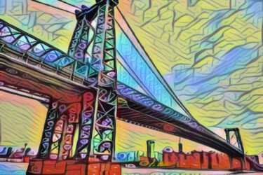 Painting titled "New York City Manha…" by Tony Rubino, Original Artwork, Acrylic Mounted on Wood Stretcher frame