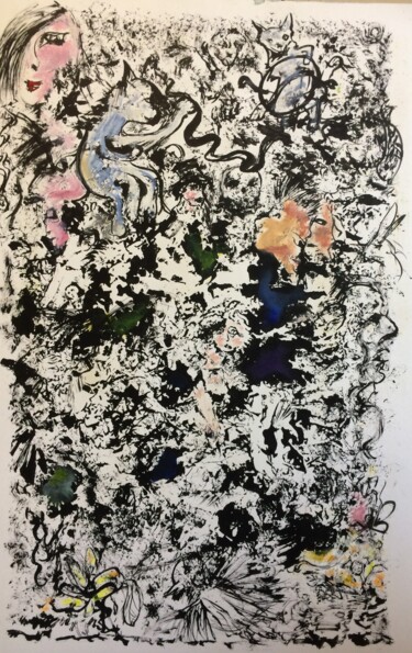 Schilderij getiteld "The Cat and the Sna…" door Steve Phillips, Origineel Kunstwerk, Olie