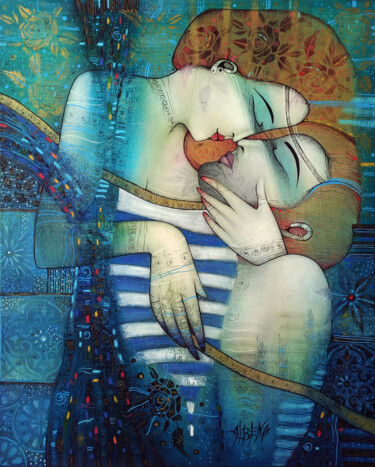 Peinture intitulée "ALL WE NEED IS LOVE" par Albena Vatcheva, Œuvre d'art originale, Huile Monté sur Châssis en bois