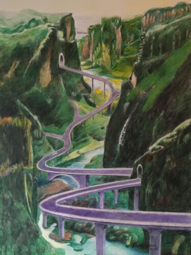"ROUTES MENANT VERS…" başlıklı Tablo Jacques Tafforeau tarafından, Orijinal sanat, Suluboya