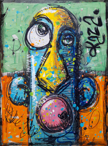 Painting titled "Le doute est à la s…" by Kaza, Original Artwork, Acrylic Mounted on Wood Stretcher frame