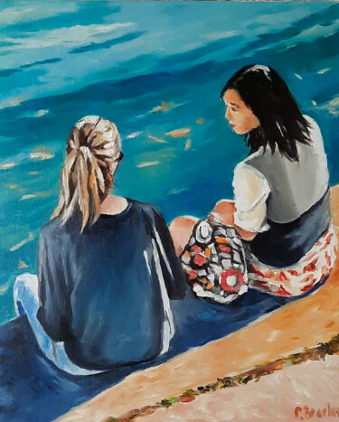 Peinture intitulée "Deux amies" par Pascal Brachet, Œuvre d'art originale, Huile