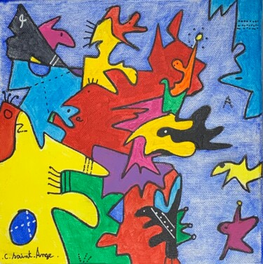 Painting titled "Dimension 2" by Cyrille Saint-Ange, Original Artwork, Acrylic Mounted on Wood Stretcher frame