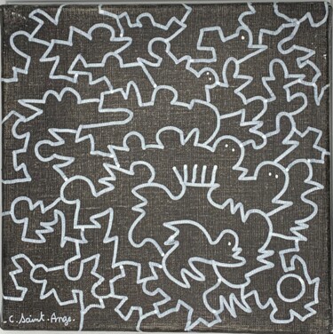 Painting titled "Dimension 3" by Cyrille Saint-Ange, Original Artwork, Acrylic Mounted on Wood Stretcher frame