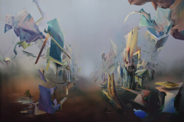 Ciudad nómada Painting titled "Ciudad nómada" by Miguel Castillo Oñate (Miguel Oñate), Original Artwork, Acrylic Mounted on Other rigid pa…
