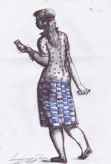 Zeichnungen mit dem Titel "walking" von Azeriman, Original-Kunstwerk, Kugelschreiber
