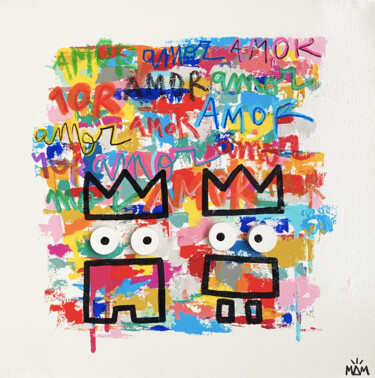 Painting titled "Amor Amor" by Mam, Original Artwork, Acrylic Mounted on Wood Stretcher frame