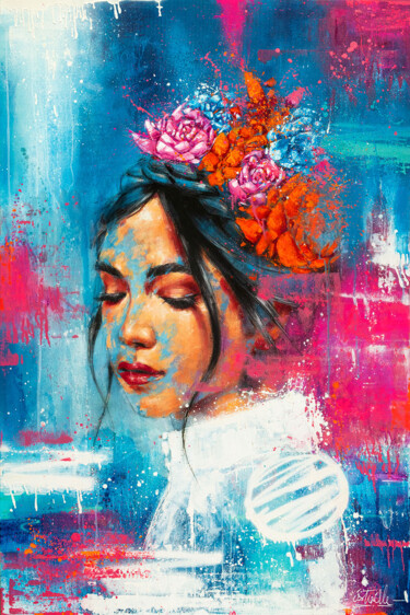 Painting titled "Adilah" by Istraille, Original Artwork, Acrylic Mounted on Wood Stretcher frame