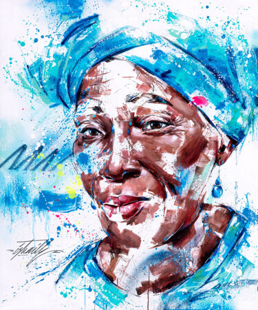 Painting titled "Akofala" by Istraille, Original Artwork, Acrylic Mounted on Wood Stretcher frame