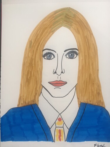「FEMME 61」というタイトルの描画 Florence Aubryによって, オリジナルのアートワーク, 鉛筆