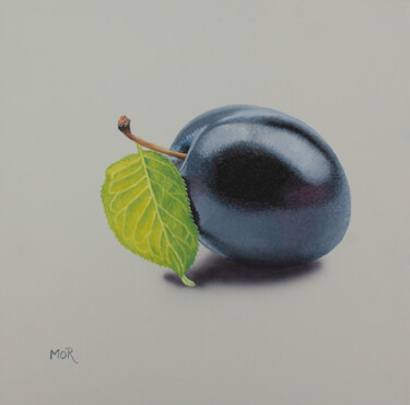 绘画 标题为“Plum and Leaf” 由Dietrich Moravec, 原创艺术品, 丙烯 安装在木板上