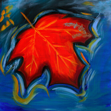Modern leaf art Painting Peinture intitulée "Modern leaf art Pai…" par Tetiana Surshko (SurshkoArt), Œuvre d'art originale, Huile